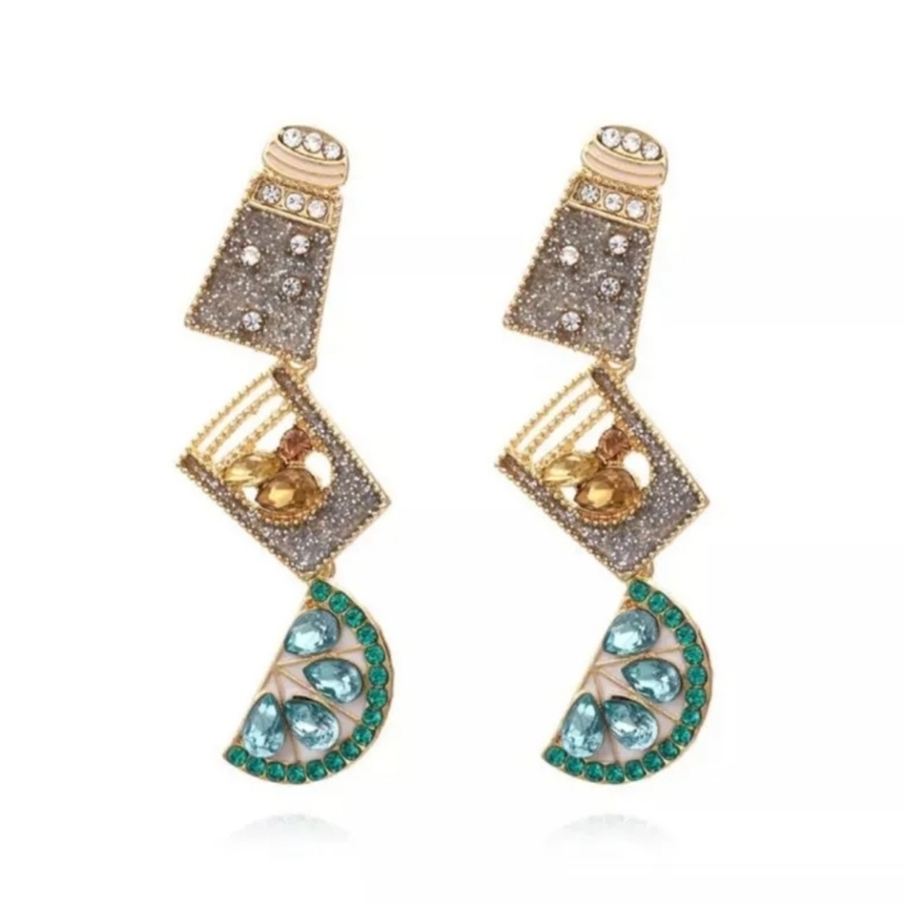 Rhinestone‎ Tequila Shot Glass Bartender Fashion Multilayer Earrings
